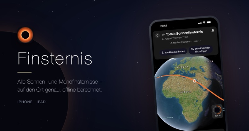 Totale Sonnenfinsternis 2027 auf dem iPhone